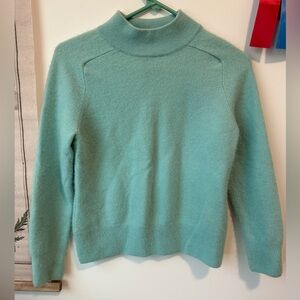 Prive 100% Cashmere Mockneck Long Sleeve Sweater Top Blue Medium